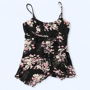 Y2k NWT Asymmetrical Tiered Cami Tank Top Large Bow Fairycore Coquette Cottage